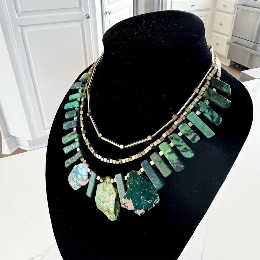 Handmade Graduated Trapezoid Statement Slab Beads Necklace